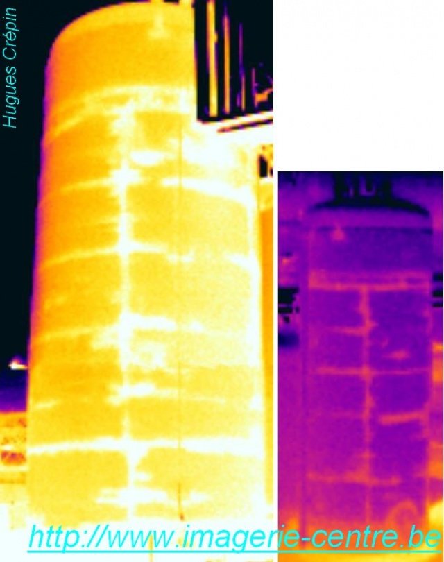 imagerie thermique infrarouge d'un réservoir silo