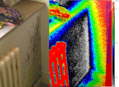 Thermographie infrarouge d'une humidité par condensation